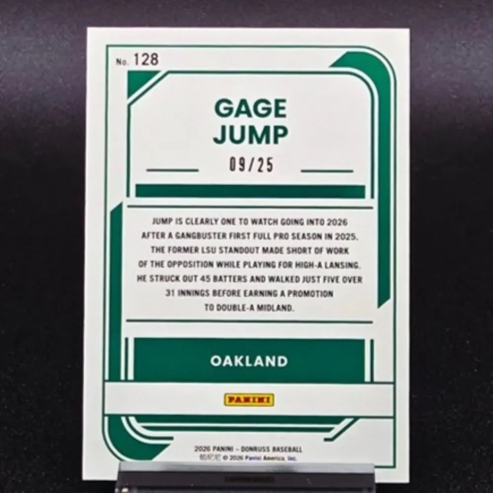 Gage Jump 09/25 Teal Foil Rate Prospect Athletics Top Prospect